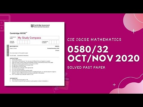 0580/32/O/N/20 | Easy (Step by Step) Solutions | CIE IGCSE MATHS PAPER 3 (CORE) 2020