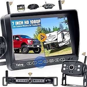 Amazon.com: Yakry Y23 HD 1080P Digital Wireless Dual Backup Camera Hitch Rear View Camera for RVs,Trailers,Trucks,5th Wheels,Cars 5''Monitor with Highway Monitoring System IP69K Waterproof Super Night Vision : Electronics