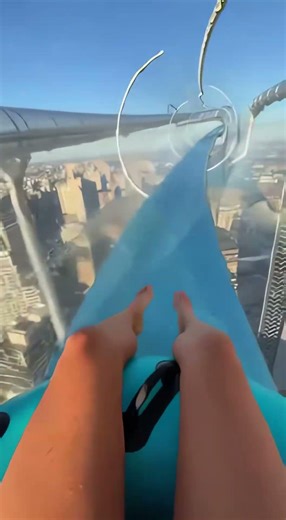 POV: Glass Tube Water Slide 40 Floors High 😱 | Ultra Realistic 4K #Shorts #POV #WaterSlide