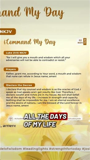 SFT - iCommand My Day - 02 November 2025 - I have Irrefutable words and wisdom #dailydeclarations