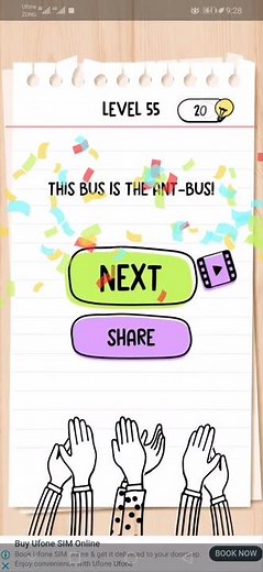 Brain test Level 55 how can the bus pass through there Walkthrough