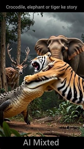 Crocodile| Elephant or Tiger ke story 🐊🐅🦣#shorts #shortsfeed