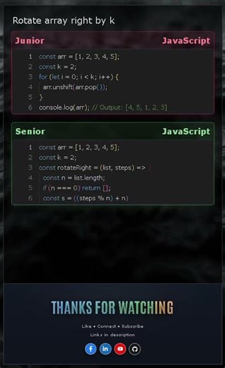 Junior vs Senior JS — Rotate Array Right by K