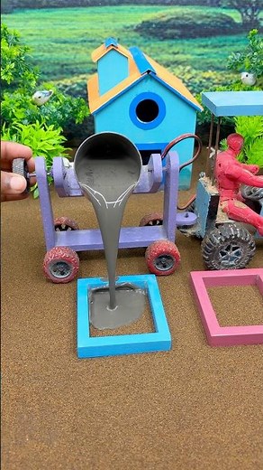 🚜 Amazing Mini Tractor Building a Concrete Pillar Step by Step 🔥 DIY Construction #shorts