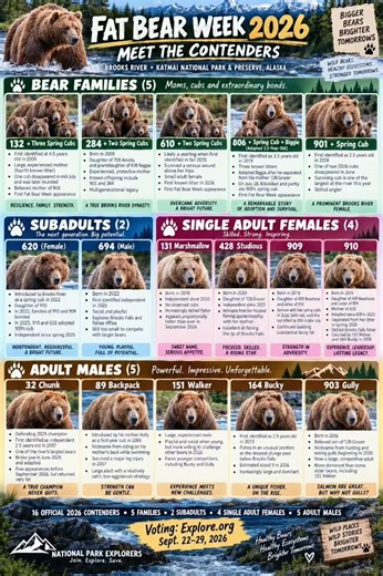 🐻 Fat Bear Week 2026 Contenders: Meet ALL 16 Bears | Complete Cheat Sheet #Fatbearweek #cheatsheet