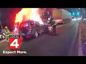 Family reunites with Detroit firefighter who saved their mother from burning car