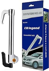 Steering Wheel Lock Anti-Theft Device, Retractable Universal Brake Lock Bar, Adjustable Car Clutch Pedal Lock Security for Car Truck SUV Van Security with 2 Keys (Silver)