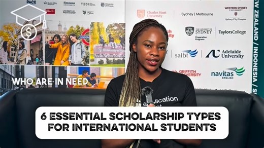 6 Essential Scholarship Types for International Students We discuss six different types of scholarships available for international students, including academic, sporting, music, partial, fully funded, and need-based scholarships. We explain how each scholarship type works and what students might qualify for.#studyabroad #school #scholarship #student | Application Assist