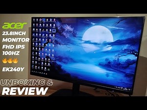 Acer 23.8 inch Full HD IPS Panel with-Visioncare, VGA, HDMI, Flicker-Free Monitor - (EK240Y)