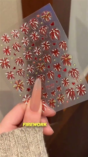 Firework Nail Stickers 💅🎆✨ | Classic Pink, Red & White Designs for Any Season #naildesign