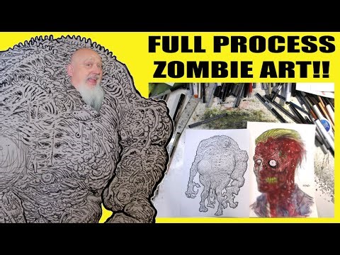 The Day in Zombie Art : I do a FULL PROCESS Zombie Drawing in this Episode!