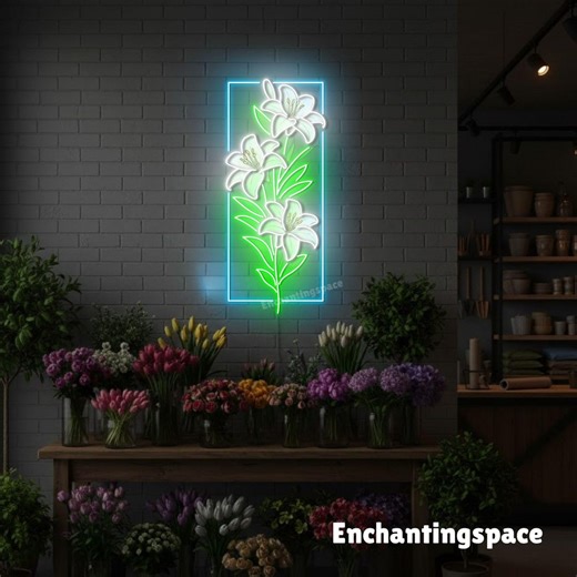 Floral Neon Sign, LED Botanical Wall Light for Boutique, Salon or Gift Store, Flower LED Sign for Bedroom and Girl Room Decor - Etsy