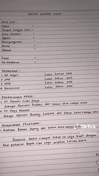 Cara Mengisi Daftar Riwayat Hidup yang Benar
