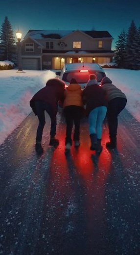 Strangers Push Stuck Car on Icy Driveway #DoorstepHeroes #StrangersHelpingStrangers #GoodDeeds #CaughtOnCamera #DoorbellCamera #IcyDriveway #StuckCar #ActOfKindness #RealLifeHeroes #HelpingHands #ViralVideo #USA #usareels #viralvideo | Doorstep Heroes