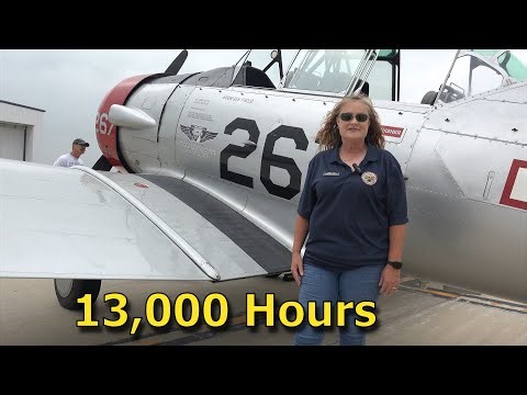 T6 Pilot and HER 13000 Hour Flight Career - GREAT T6 Footage Walkaround -Commemorative Air Force