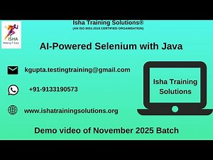 Selenium with Java Demo Video On 1st NOV 2025.Call or WhatsApp us on +91-9133190573 to Enroll