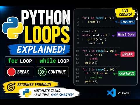 Python Loops Explained | for Loop, while Loop, break and continue