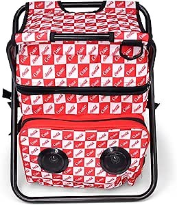 Backpack Stool Cooler Chair with Bluetooth Stereo Speakers, Heavy Duty 400Lbs Max Load, Portable Lightweight Stool Backpack Folding Speaker Chair, 24 Can Capacity, for Fishing, Camping, Beach