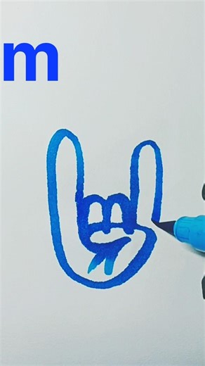 Turning “m” Into a Cool Hand Sign 🤘🔥#shorts #art #viral