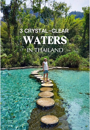 Escape to Thailand’s hidden oasis! 🩵🌿 Here are 3 incredible crystal-clear waters to discover: 1. Khao Sok Emerald Pool (Ban Nam Rad). A natural basin with incredibly crystal clear turquoise water. Don’t miss this hidden gem if you’re in Khao Sok! 💎🌿 2. Klong Root (Clear Water Canal) A beautiful and serene canal that runs through the lush mangrove forest of the area. You can explore it by kayak, enjoying the amazing scenery. 🛶💚 3. Krabi Blue Pool (Sa Morakot) A truly magical natural pond wi