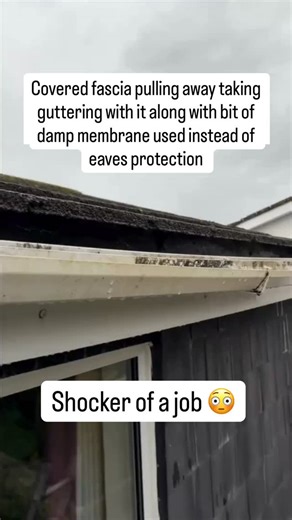 The hidden danger of “over-capping” roofline This home in Magor is a perfect example of why covering over old fascia boards can cause serious problems. ❌ The capped fascia had pulled away, taking the guttering with it ❌ Pieces of damp-proof membrane were slid under the tiles to try and guide water into the gutter ❌ By capping over, the fascia was pushed almost level with the end of the roof tile ❌ No tile overhang = rainwater missing the gutter completely and running behind This isn’t roofline i