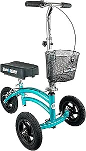 KneeRover Jr All Terrain Knee Scooter for Kids and Small Adults for Foot Surgery Heavy Duty Knee Walker for Broken Ankle Foot Injuries Recovery - Leg Scooter Knee Crutch Alternative (Coastal Teal)