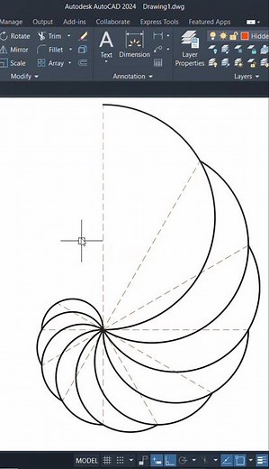 2D Spiral Drawing in AutoCAD | AutoCAD 2d Practice Drawing #drawing #trending #practice #drawing