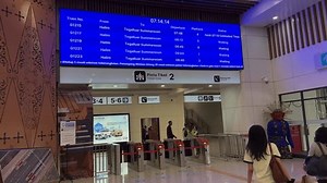 Jakarta, Indonesia on 30 December 2024: the ticket gate or boarding gate of Whoosh high speed train at Halim Station. the passengers waiting to board the KCIC Whoosh train. waiting area at Whoosh