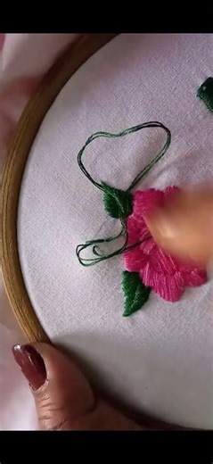 Hand Embroidery designs-Easy Embroidery Design #shorts #embroidery #flowerembroidery #satinstitch