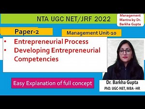 Entrepreneurial Process | Developing Entrepreneurial Competencies Video Lecture | Crash Course for UGC NET Management