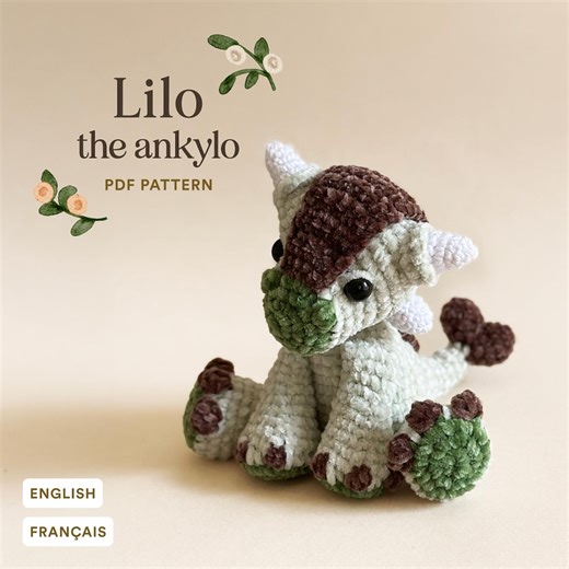 Lilo the Ankylo | Dinosaur Plushie Crochet Easy Beginner Pattern | Ankylosaurus Amigurumi | PDF Low Sew, Cute and Unique Pattern - Etsy