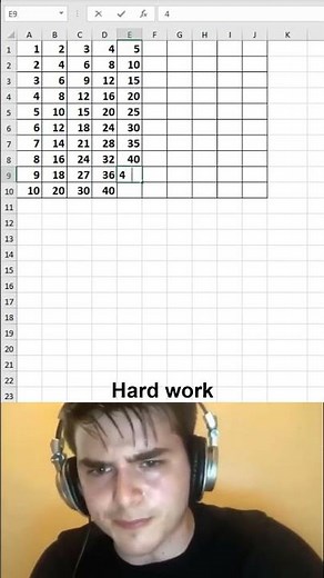Create a multiplication table in seconds 🤯Excel trick every student should know 📚 #subitizing #math