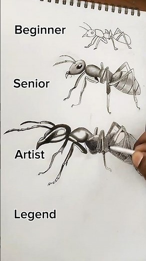 How to draw an Ant Beginner vs Senior vs Artist Vs Legendd #art #trending #ant #trending