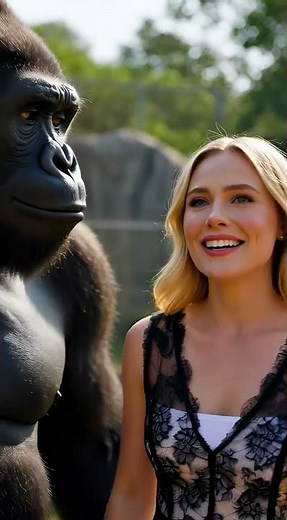 Lion attacks Blonde in Zoo, saved by Gorilla and receives a Hug!