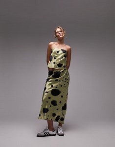 Topshop bandeau top in sage green spot (part of a set) | ASOS