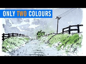 BEGINNER Sketching - Loose LINE AND WASH - Watercolour Painting with TWO COLOURS