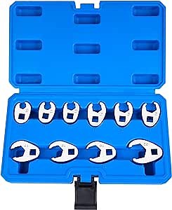 3/8" Drive crows foot wrench set,metric 10 11 13 14 15 16 17 18 19 22mm,10-piece set with ABS box,Crowfoot Wrench Set