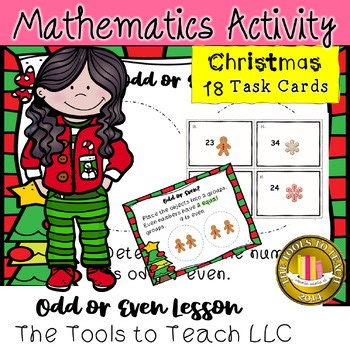 Christmas Goodies 18 Odd or Even Number Math Task Cards Grade 2 No Prep