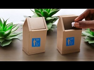 DIY Trash Bin from Paccy Craft Cardboard | Easy Dustbin for School Project at Home