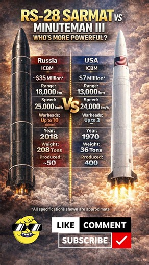 RS-28 Sarmat vs Minuteman II Russia vs USA Ultimate ICBM Battle