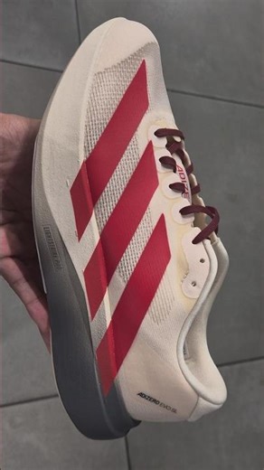 adidas Adizero Evo SL Off White/Better Scarlet with a lightweight upper & Lightstrike Pro cushioning