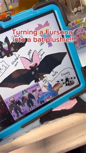 SkyeBluez on Instagram: "Turning a bat fursona into a bat plush!! I love all the star markings it has^^ Fursona art by @ferbwuzzzhere Starshine owner- @rainb0w_alien #fursona #bat #plush #sewing #handmade #plush #smallbusiness"