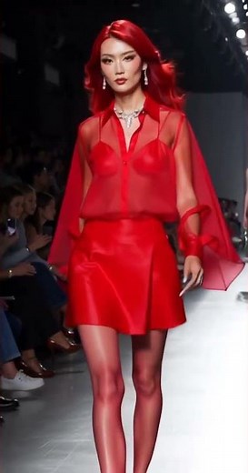 Scarlet Asian Catwalk – Red Heels & Red Nylons | Luxury Fashion Runway Show