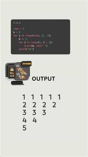 Python Number Pattern Program | Beginner Friendly #coding #shorts