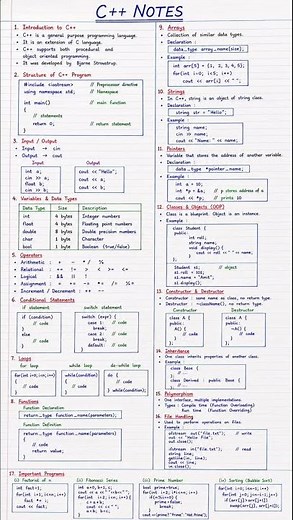 C++ Handwritten Notes 📘 | Best Notes for BCA, B.Tech & Beginners #shorts