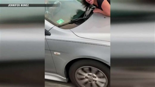 Woman stuck on hood of speeding car for 3 miles