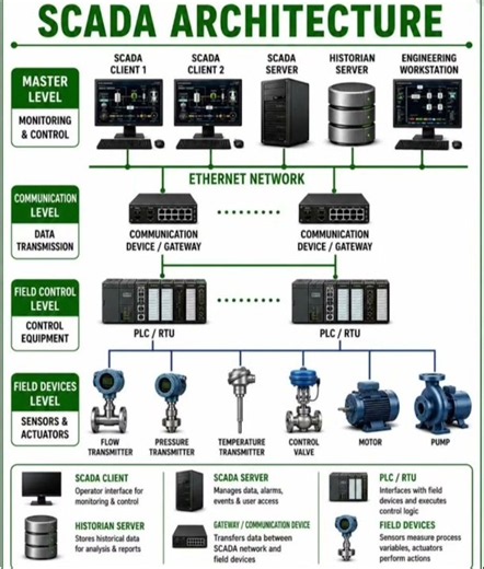 SCADA Architecture Explained: Master Level, Communication, and Field Control Layers #scada #plcsecur