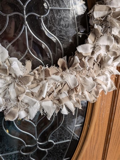 18" Neutral Buffalo Check Rag Wreath - Tan and Cream Farmhouse Door Decor - Rustic Fabric Wreath for Front Door - Homespun Country Wall Hang - Etsy