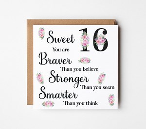 Sweet 16 Birthday Card, Girls 16th Birthday, Daughter Sister Granddaughter Niece Friend, Personalised Birthday Card, Sweet 16 Card - Etsy