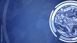 Earth globe coming in screen from left side with clouds and stylized map. Ideal for text / message presentation